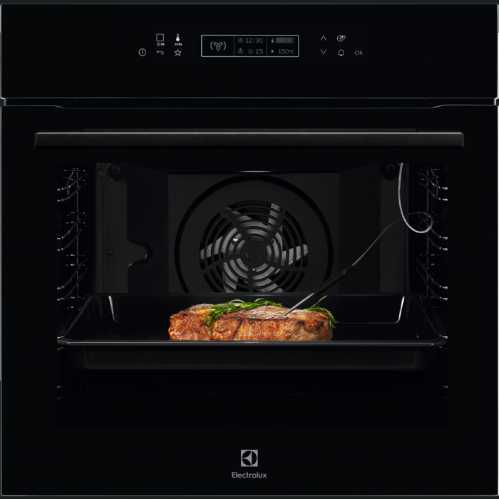 Furrë e integruar Electrolux COE7P31B, SenseCook, me vetëpastrim pirolitik, A+, 72 litra, E zezë