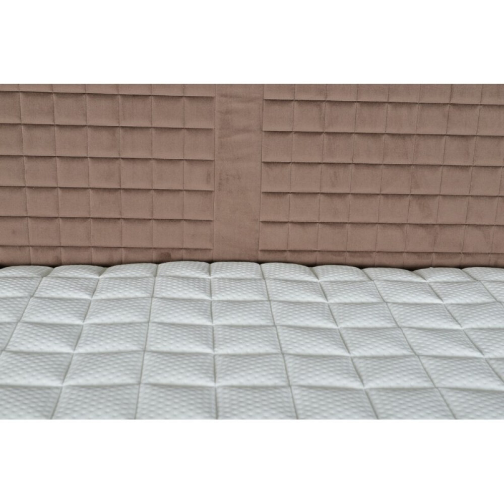 Krevat Saint Moritz boxspring, tapiceri lineare, lartësia e skajit të krevatit 140 cm, dysheku i përfshirë, pa sipër