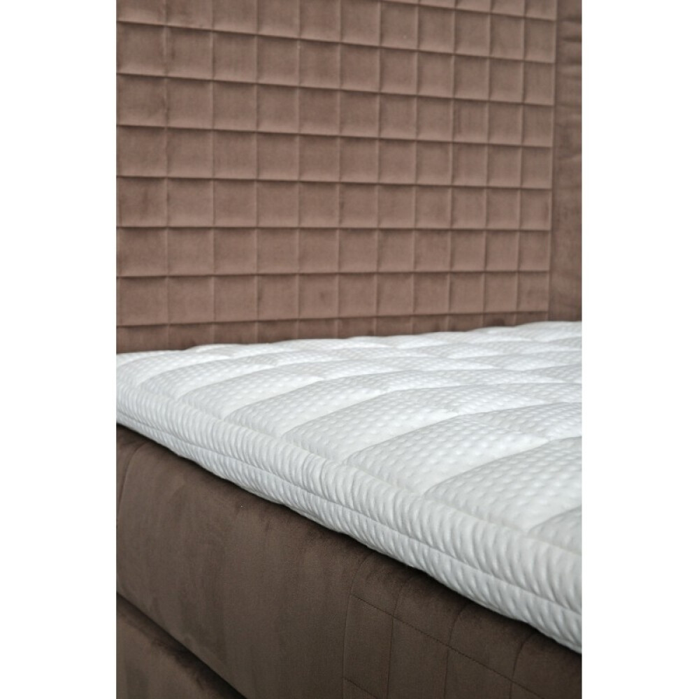 Krevat Saint Moritz boxspring, tapiceri lineare, lartësia e skajit të krevatit 140 cm, dysheku i përfshirë, pa sipër