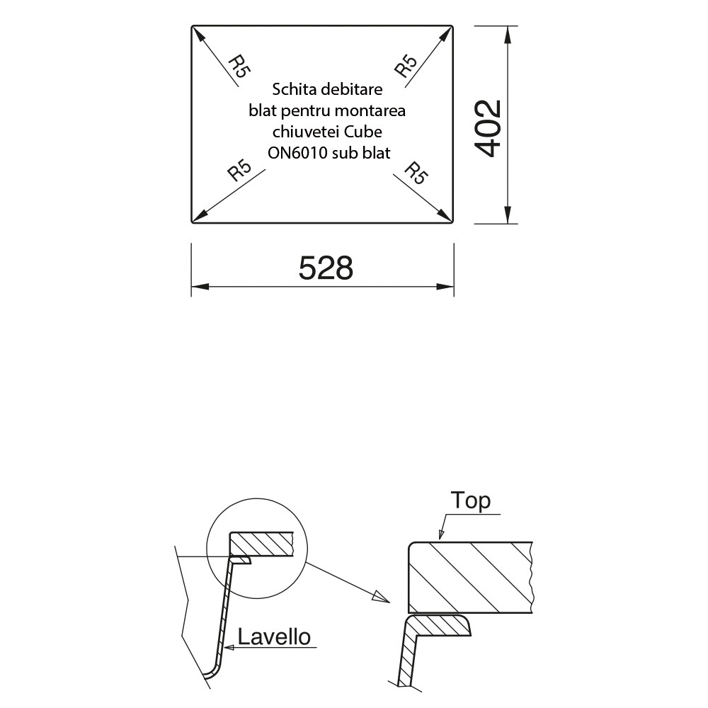 Lavaman kuzhine graniti CookingAid Cube ON6010 E zezë / E zezë kuarc metalik + aksesorë montimi