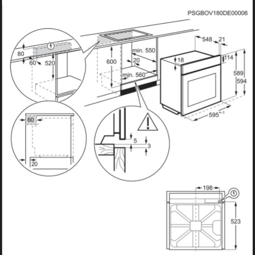 Furrë e integruar Electrolux EOF5C50V, me vetëpastrim , 72 litra, A, e bardhë