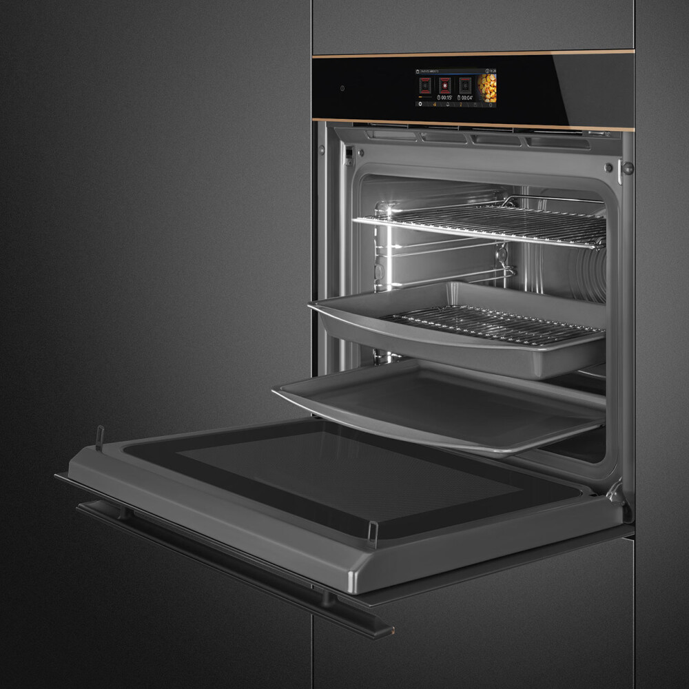 Furrë me integruar Smeg SO6606APNR me funksion mikrovalë, Dolce Stil Novo, E zezë, 60 cm, Multi Technology, 68 l