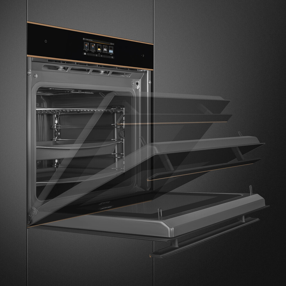 Furrë Smeg SO6606WAPNR Galileo Omnichef me funksion mikrovalë, WI-FI, koleksioni Dolce Stil Novo, 60 cm, i zi, 68 l