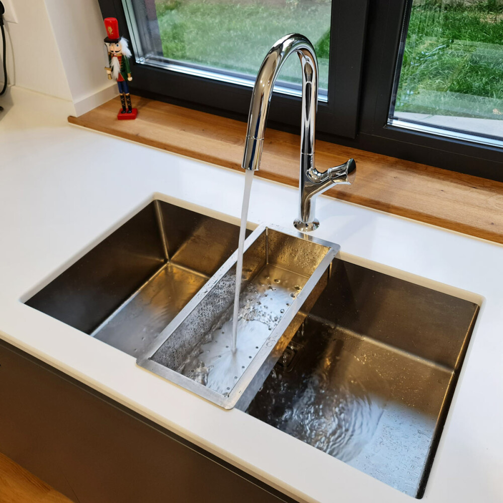 CookingAid Box Lux 74 lavaman kuzhine  inox me valvul kullimi drejtkëndor dhe aksesorë montimi