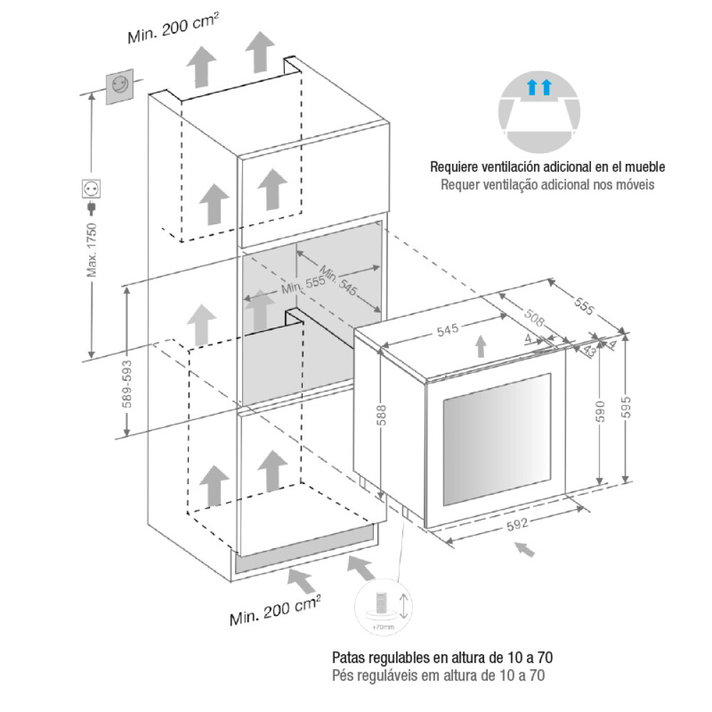 Ftohës i verës Pando PVMAP 60-25 PA, 25 shishe, 62 l, G, hapje PUSH-TO-OPEN