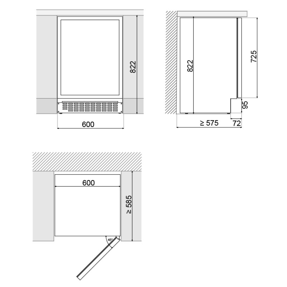 Ftohës i verës Pando, PVMBP 60-45CRR, 45 shishe. 125 l, G, Push to Open