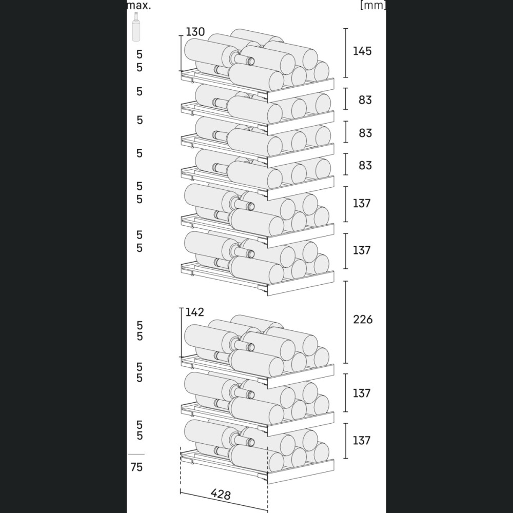 Kabineti i verës Liebherr EWT 9175, me menteshat e dyerve në të majtë, 232 l, 75 shishe