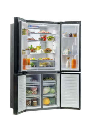 Ftohes me shumë dyer 90 Haier HTF-610DSN7 Seria 7 i pavarur, 4 dyer, pa ngricë, ndriçim LED, Klasa F, E zezë simbolike, L x H x I (mm) 908x750x1900