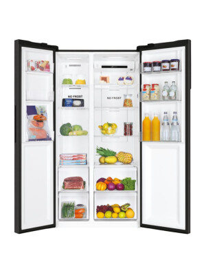 Krah për krah Haier HSR3918ENPB SBS 90 Seria 3, pa ngricë, Ndriçim LED, Klasa E, E zezë, L x H x L (mm) 908x647x1775