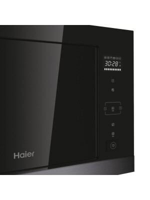 Furrë me mikrovalë të integruar Haier HOR38G5FT, Seria 4, Mikrovalë + Grill, 28 litra, E zezë