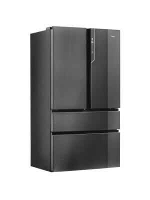 Frigorifer Haier HB26FSNAAA FD 100 Seria 7 me shumë dyer, 4 dyer, pa ngricë, ndriçim LED, klasi E, ikonik i zi, L x H x I (mm) 1005x760x1900