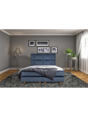 Krevat Vadret boxspring, tapiceri e madhe katrore, lartësia e skajit të krevatit 140 cm, dysheku i përfshirë, sipërfaqja e përfshirë