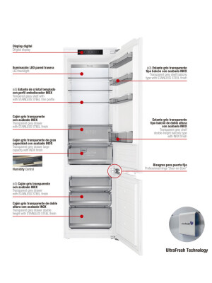Frigorifer i integruar Pando PFBI XL COMBI, 341 l, NoFrost