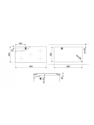 Pllakë Smeg, SIH7933B, 90 cm, E zezë