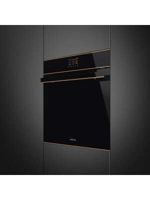 Furrë me avull SMEG Dolce Stil Novo, SO6604S4PNR, e zezë me shkëlqim me detaje bakri, 60 cm, kapaciteti 68 l, klasi A++