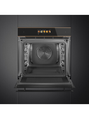 Furrë Smeg SO6606WAPNR Galileo Omnichef me funksion mikrovalë, WI-FI, koleksioni Dolce Stil Novo, 60 cm, i zi, 68 l