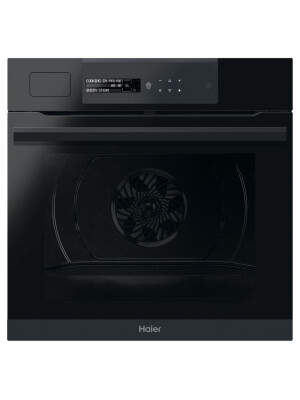 Furrë me integruar Haier HWO60SM6S9BH, I-Message Steam Series 6 me shumë nivele, 70 litra, Pirolitik, 9 funksione, Klasi A+, E zezë