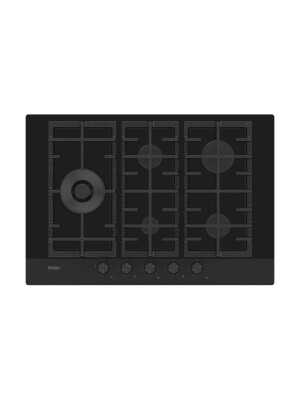 Pllakë me gaz Haier HAVG7WL4HB, 5 zona, E zezë, Gas On Glass Seria 6, 75 cm