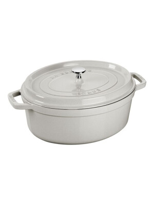 Tenxhere (Cocotte) 27 cm, ovale, ngjyra Trufë e Bardhë, prej hekuri të castuar - Zwilling