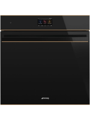 Furrë me avull SMEG Dolce Stil Novo, SO6604S4PNR, e zezë me shkëlqim me detaje bakri, 60 cm, kapaciteti 68 l, klasi A++
