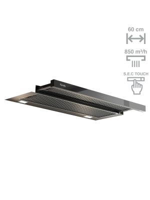 Aspirator teleskopik Pando IES - SEC - TOUCH gjeresi 60 cm motorr V.850 klasi A xham i zi