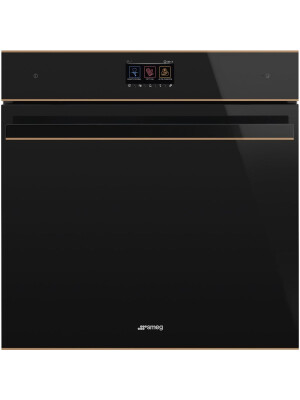 Furrë pirolize SMEG Dolce Stil Novo, SOP6604TPNR, e zeze me detaje bakri, 60 cm, kapaciteti 68 l, klasi A+
