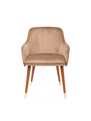 Karrige Jaqueline Leather & Velvet, kadife premium, lëkurë natyrale, këmbë bronzi
