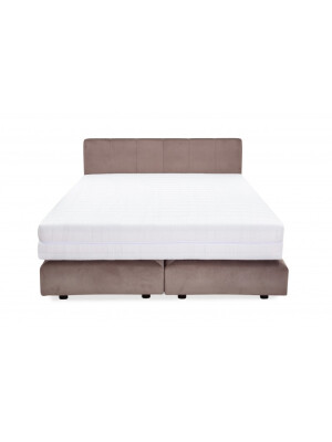 Krevat Boxspring Alviano, thjesht i veshur me susta, me lartesi krevati 90 cm, dyshek i perfshire, pa siper