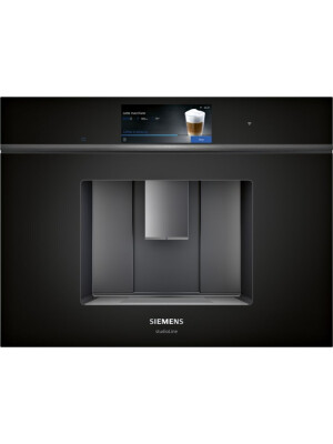 Aparat kafeje i integruar Siemens CT918L1D0, ekran TFT me ngjyra, lidhje në shtëpi, lidhje rrjeti, e zezë