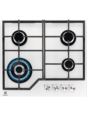 Pllakë me gaz Electrolux KGG64362W, 4 ndezës, xham i bardhë, 60 cm