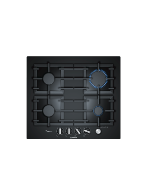 Pllakë gazi Bosch PPP6A6M90, 60 cm, Quartz, E zezë