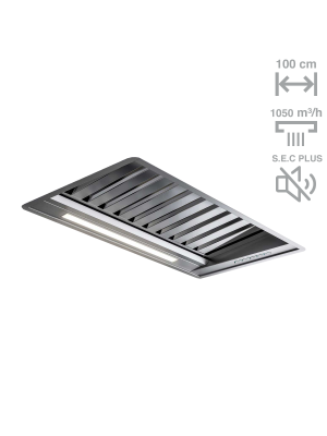 Aspirator i integruar Pando PRO, fuqia e motorit V.1050, SEC PLUS, 100 cm, inox, A+