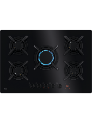 Pllakë me gaz AEG HKB75453NB, në suport xhami SERIES 8000, flakë, 75 cm
