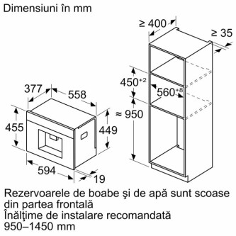 Aparat kafeje automatike e integruar Bosh CTL7181B0, E zezë