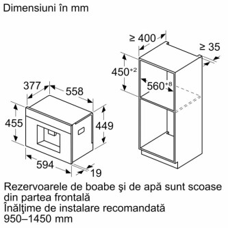 Aparat kafeje automatike e integruar Bosh CTL7181B0, E zezë