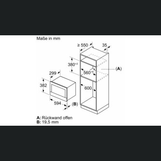 Furrë me mikrovalë të integruar Siemens BF922R1B1 e zezë,  inox, 21 l