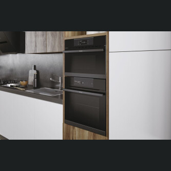 Furrë e integruar Haier HWO60SM5S9BH, me shumë nivele, 70 litra, Pirolitike, 9 funksione, Klasi A+, E zezë