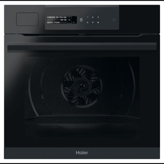 Furrë me integruar Haier HWO60SM6S9BH, I-Message Steam Series 6 me shumë nivele, 70 litra, Pirolitik, 9 funksione, Klasi A+, E zezë