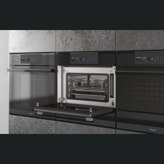 Furrë kompakte e integruar Haier HWO45NM6SXB1, avulli I-Message Compact Series 6 Steam, 34 litra, Klasa A++, E zezë