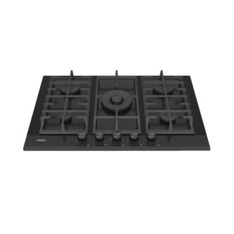 Pllakë me gaz Haier HAVG75HB, 5 zona, E zezë, xhami sigurie, Seria 4, 75 cm