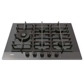 Pllakë me gaz Haier HAVG7WL4HB, 5 zona, E zezë, Gas On Glass Seria 6, 75 cm