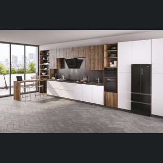 Pllakë me gaz Haier HAVG7WL4HB, 5 zona, E zezë, Gas On Glass Seria 6, 75 cm