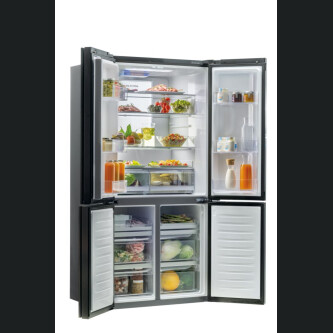 Ftohes me shumë dyer 90 Haier HTF-610DSN7 Seria 7 i pavarur, 4 dyer, pa ngricë, ndriçim LED, Klasa F, E zezë simbolike, L x H x I (mm) 908x750x1900