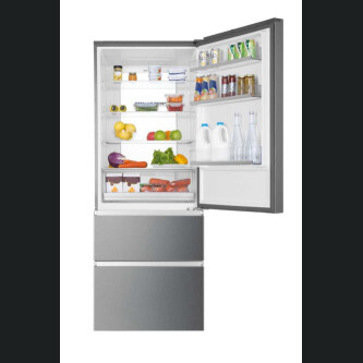 Frigorifer Haier A3FE743CPJ, 3D 70 Seria 3 I pavarur, 3 dyer, Pa ngrica, Ndriçim LED, Klasi E, Platinum Inox, L x H x I (mm) 700x675x1906