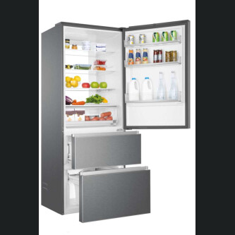 Frigorifer Haier A3FE743CPJ, 3D 70 Seria 3 I pavarur, 3 dyer, Pa ngrica, Ndriçim LED, Klasi E, Platinum Inox, L x H x I (mm) 700x675x1906