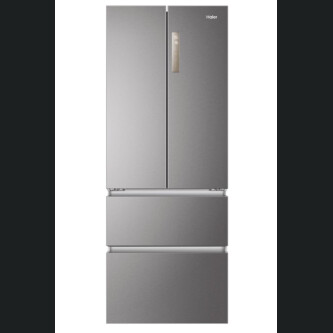Frigorifer inox me dyer franceze Haier HB17FPAAA, me këmbë të pavarur, 4 dyer, pa ngrica, ndriçim LED, klasi E, platinum Inox, L x H x I (mm) 700x675x1906