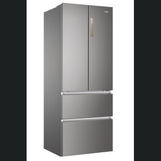 Frigorifer inox me dyer franceze Haier HB17FPAAA, me këmbë të pavarur, 4 dyer, pa ngrica, ndriçim LED, klasi E, platinum Inox, L x H x I (mm) 700x675x1906