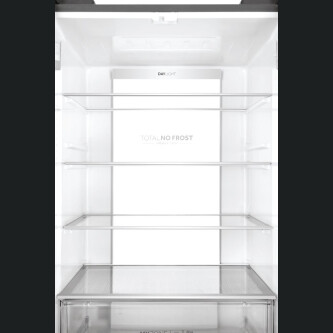Frigorifer inox me dyer franceze Haier HB17FPAAA, me këmbë të pavarur, 4 dyer, pa ngrica, ndriçim LED, klasi E, platinum Inox, L x H x I (mm) 700x675x1906