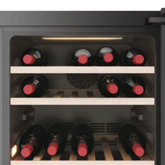 Ftohës i verës Wine Bank Seria 50, i pavarur, 2 zona, 77 shishe, ndriçim LED, Klasa G, L x H x I (mm) 497x585x1270