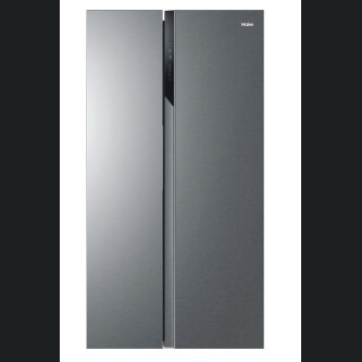 Krah për krah Haier HSR3918ENPG SBS 90 Seria 3 në këmbë, pa ngricë, ndriçim LED, klasi E, argjend i butë, L x H x I (mm) 908x647x1775